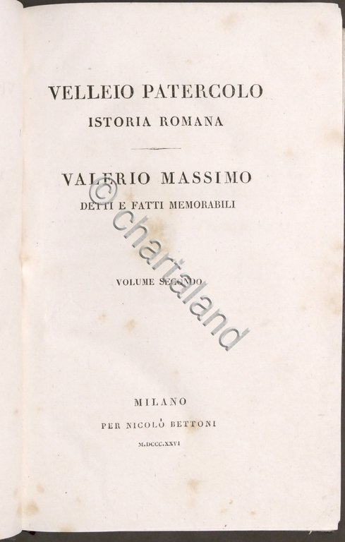V. Patercolo - Istoria Romana / Valerio Massimo - Detti …