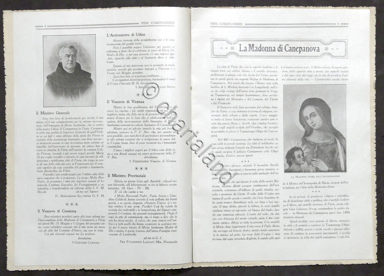 Veni coronaberis...per incoronazione Madonna di Canepanova in Pavia - 1926