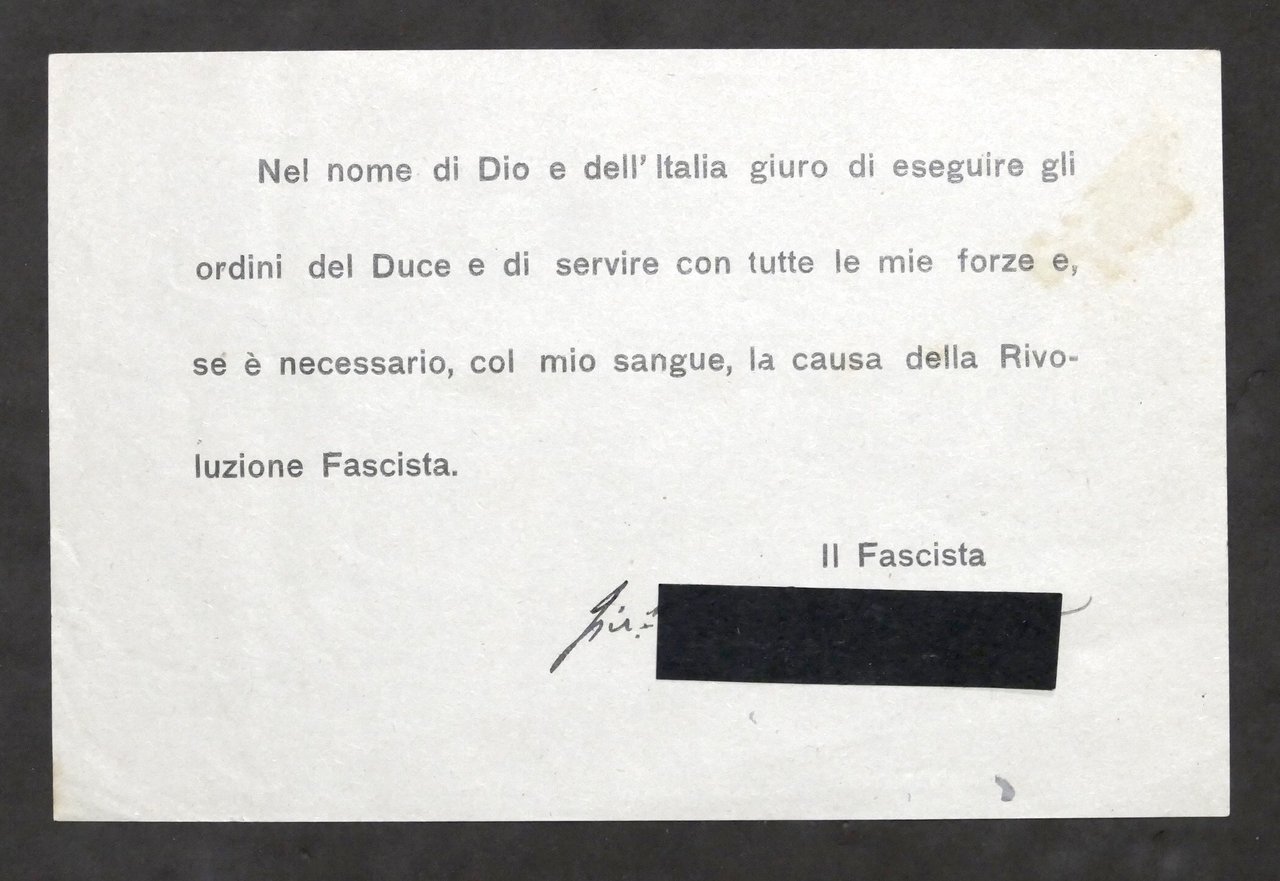 Ventennio - Volantino giuramento Rivoluzione Fascista - anni '20