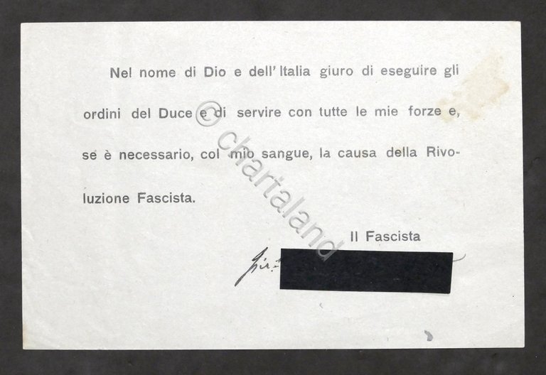 Ventennio - Volantino giuramento Rivoluzione Fascista - anni '20