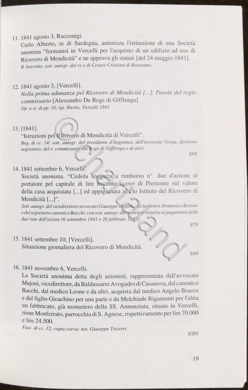 Vicende del Ricovero di Mendicità di Vercelli poi Casa di …