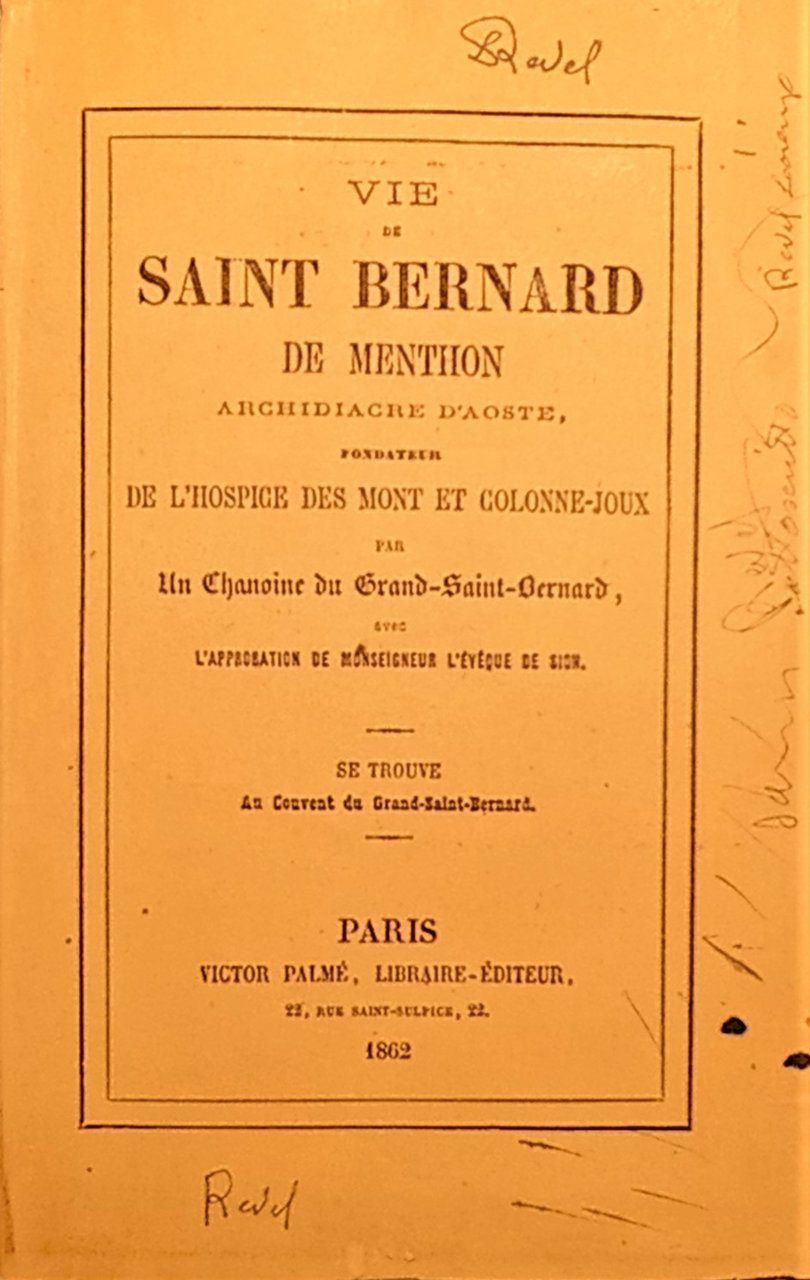 Vie de saint Bernard de Menthon archidiacre d'Aoste - 1^ …