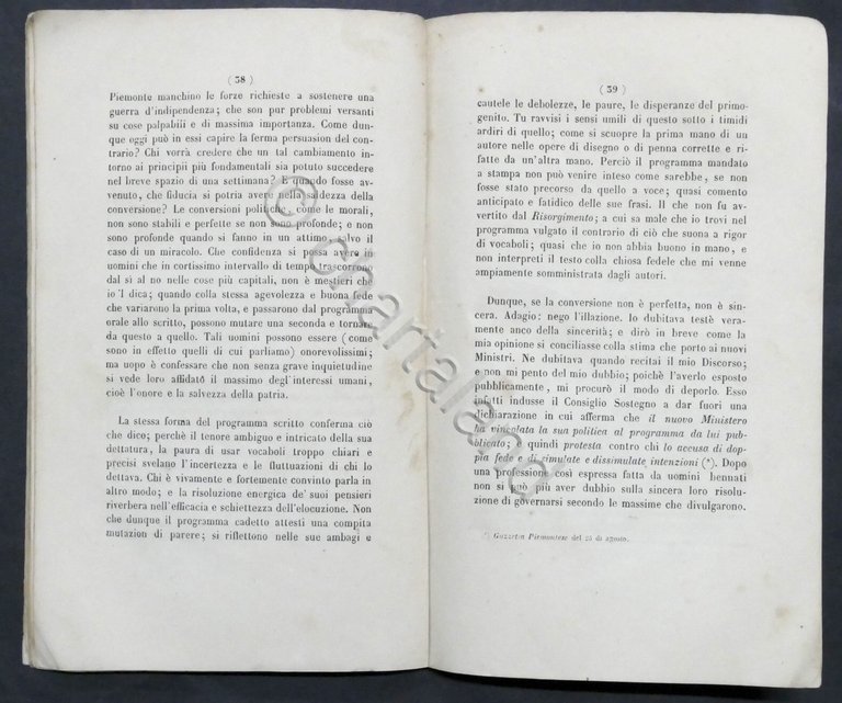 Vincenzo Gioberti - I due programmi del Ministero Sostegno - …