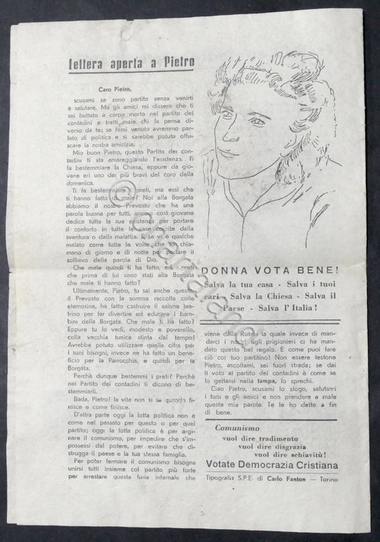 Volantino anticomunista della Democrazia Cristiana - Elezioni Politiche 1948