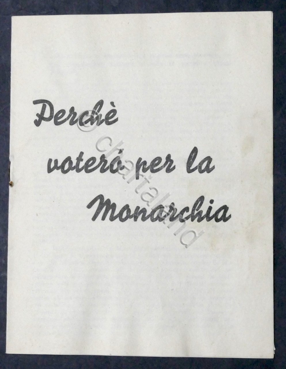 Volantino Blocco Nazionale della Libertà (Monarchici) - Referendum 1946
