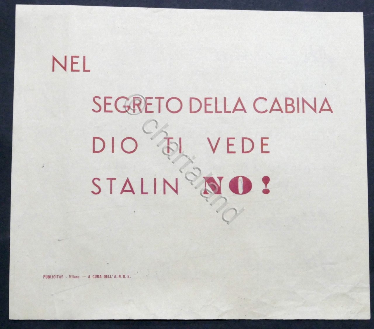 Volantino campagna anticomunista - Elezioni Politiche 1948