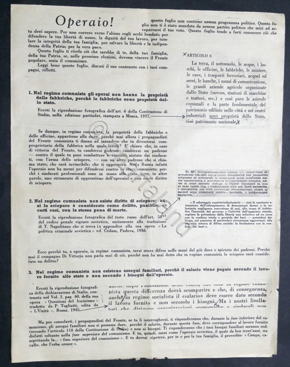 Volantino movimento politico italiano Civiltà Italica - 1947 ca.