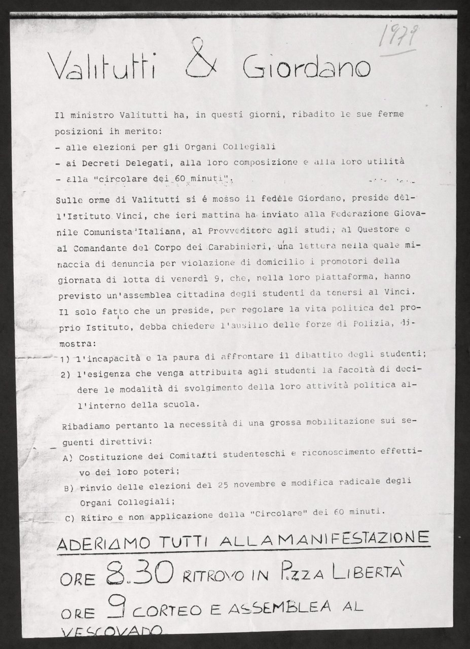 Volantino Nucleo Studenti del Vinci di Alessandria - Manifestazione - …