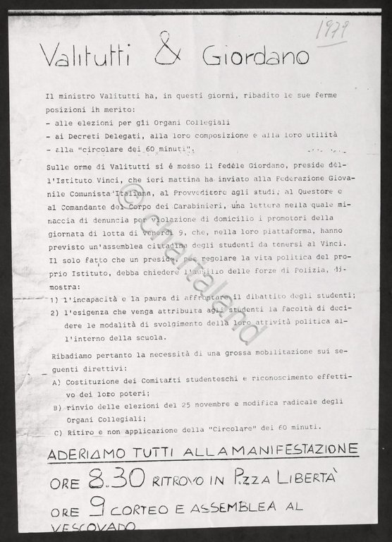 Volantino Nucleo Studenti del Vinci di Alessandria - Manifestazione - …