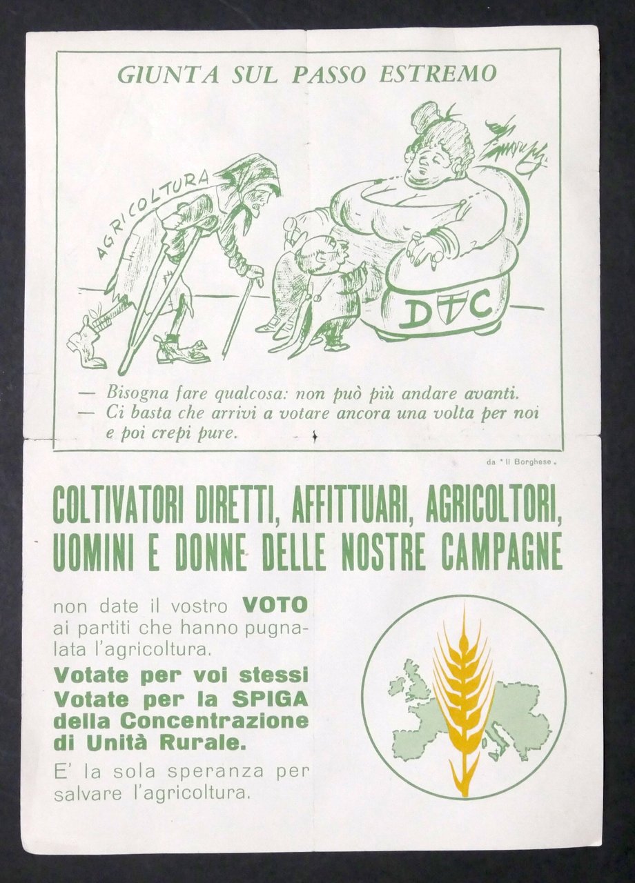 Volantino partito Concentrazione di Unità Rurale - 1960 ca. - …
