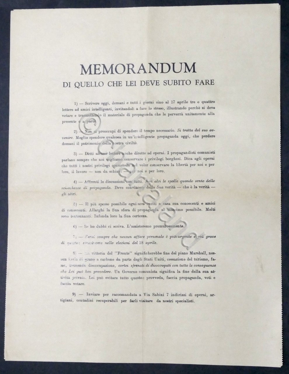 Volantino propaganda contro il Fronte Popolare - Elezioni Politiche 1948