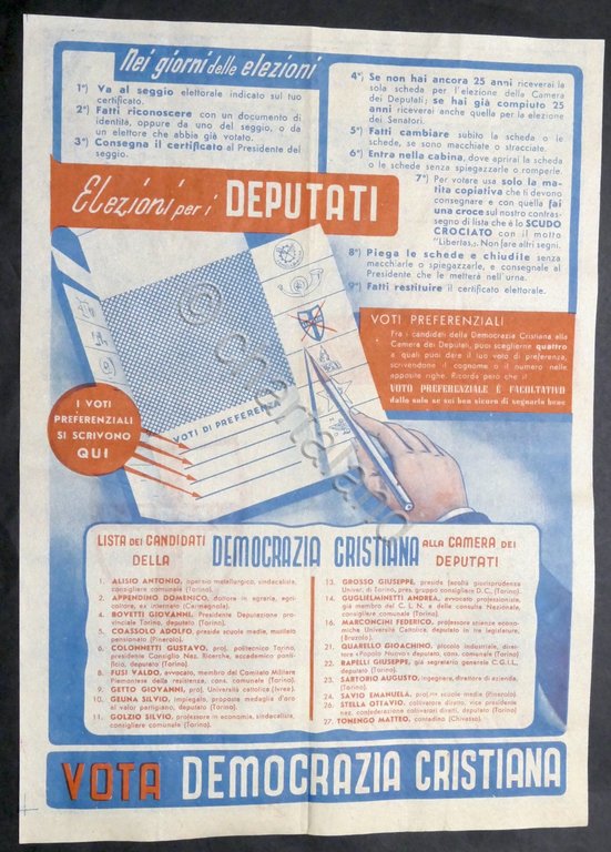 Volantino Propaganda Democrazia Cristiana - Elezioni Politiche - 1948