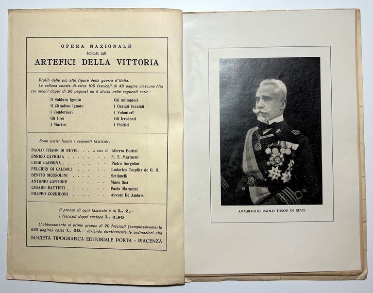 WWI - A. Bottini - L'ammiraglio Paolo Thaon di Revel …