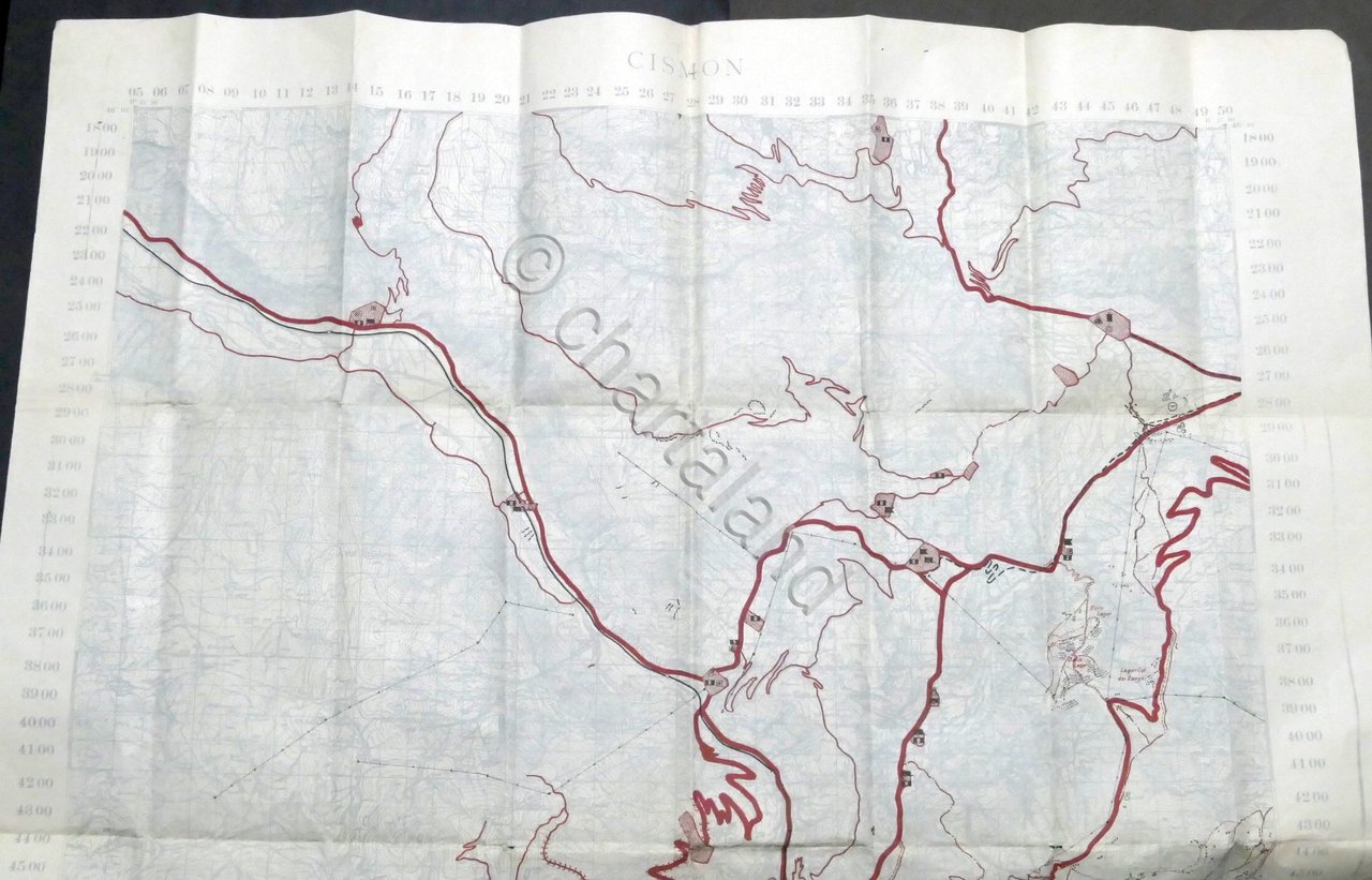 WWI - Carta Geografica Cismon: sistemazione nemica al 10 Ottobre …