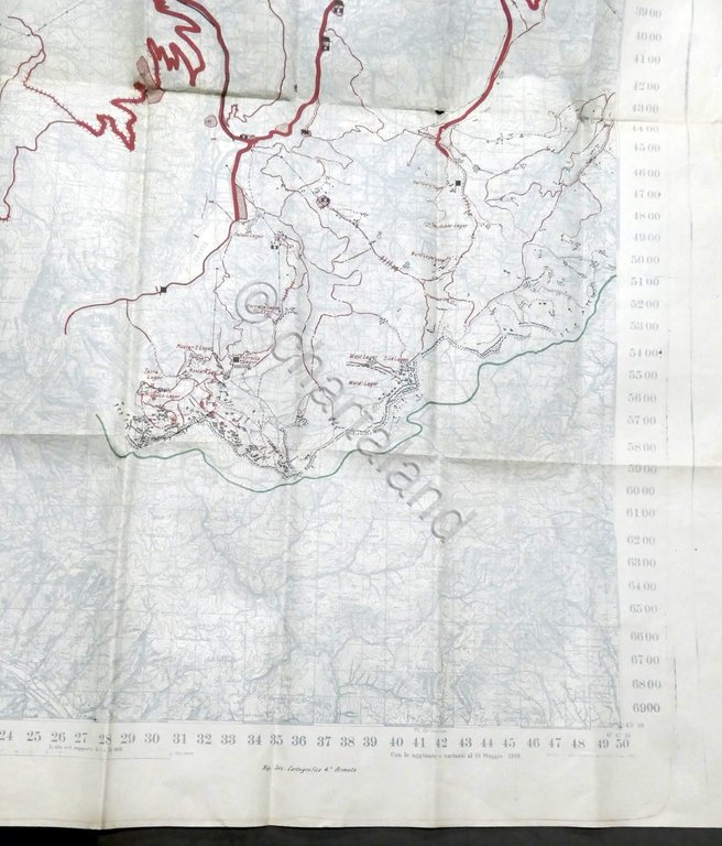 WWI - Carta Geografica Cismon: sistemazione nemica al 10 Ottobre …