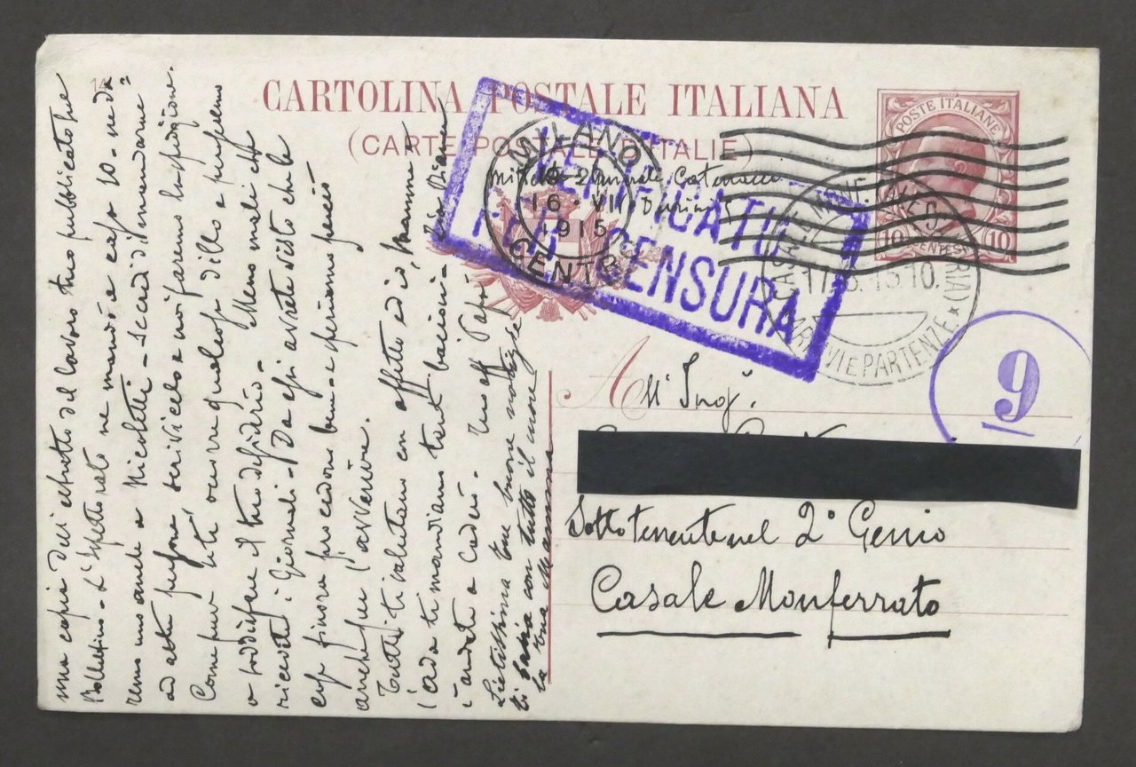 WWI - Cartolina intero postale - Timbro censura - 1915