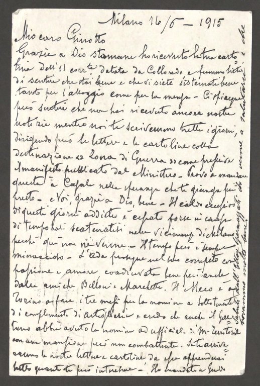 WWI - Cartolina intero postale - Timbro censura - 1915