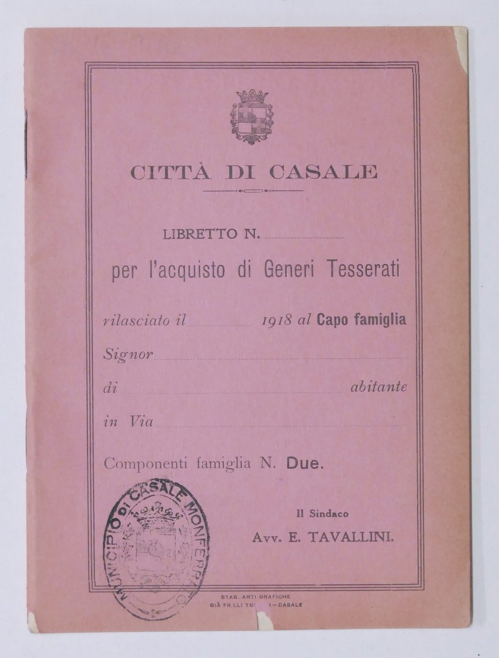 WWI - Città di Casale - Libretto per l'acquisto di …