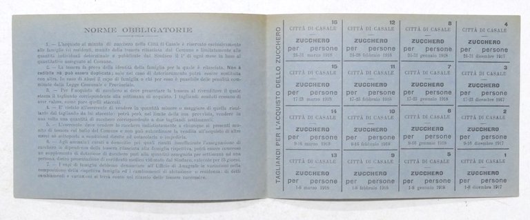 WWI - Città di Casale - Tessera per l'acquisto dello …