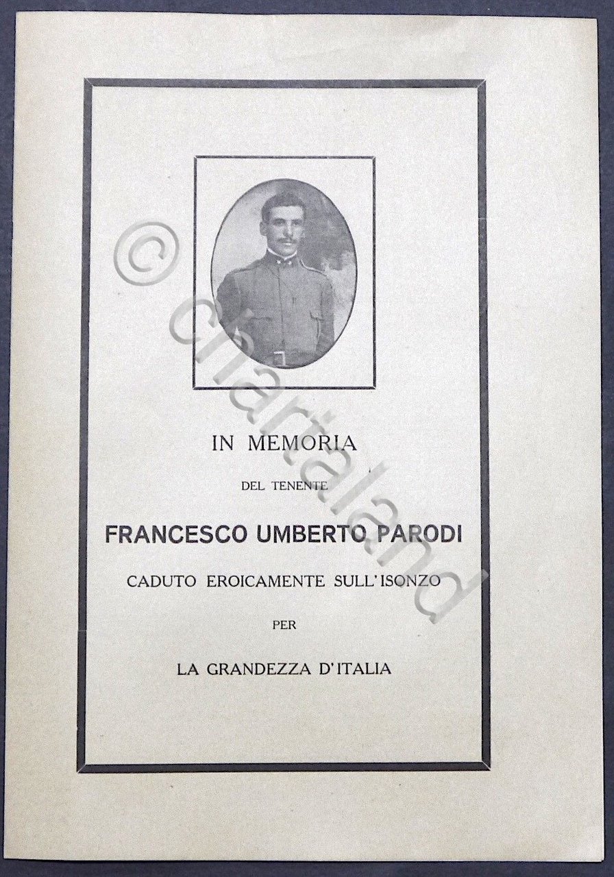 WWI - In memoria del tenente Francesco Umberto Parodi caduto … | Immagine principale