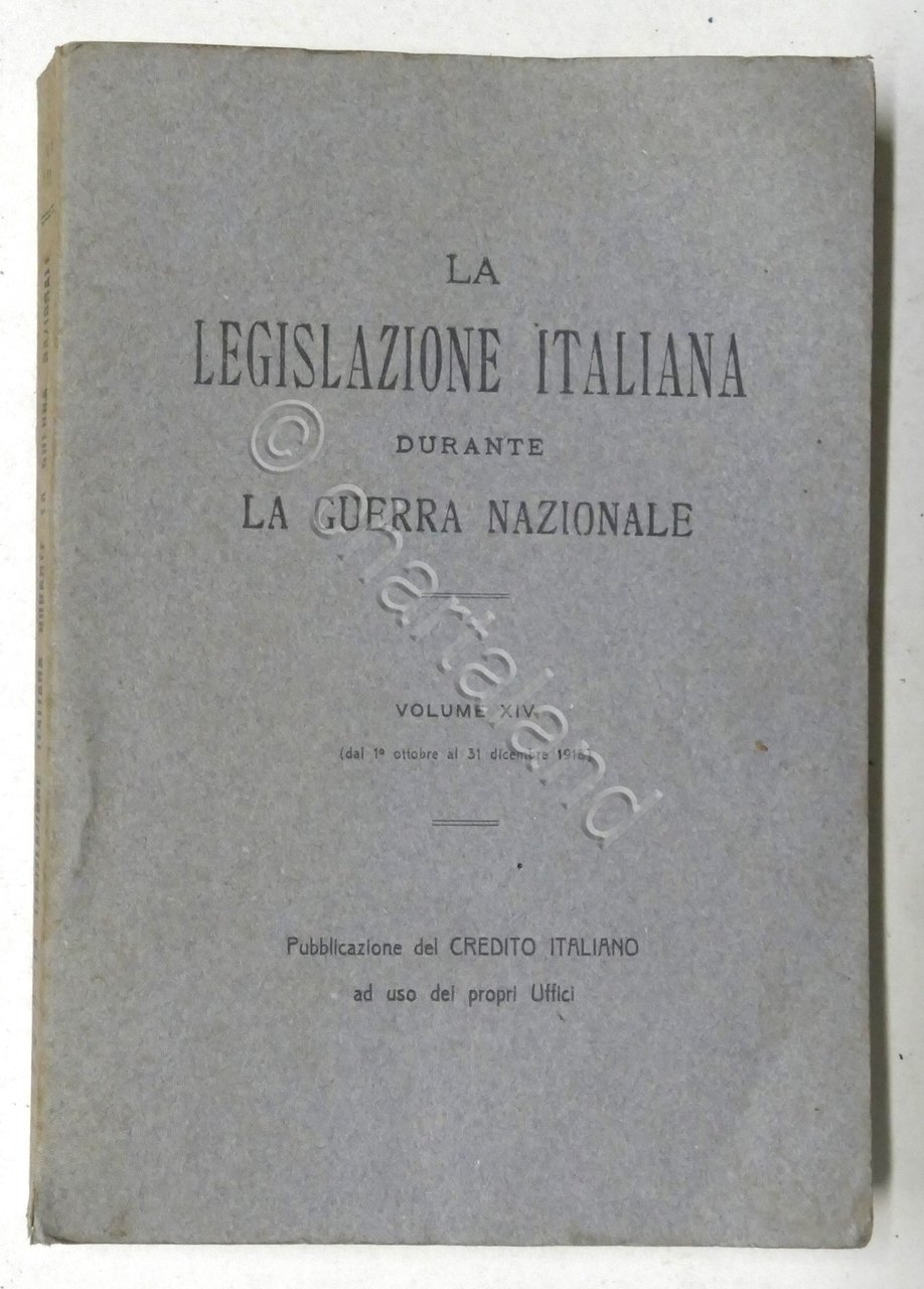 WWI - La Legislazione Italiana durante la Guerra Nazionale - …
