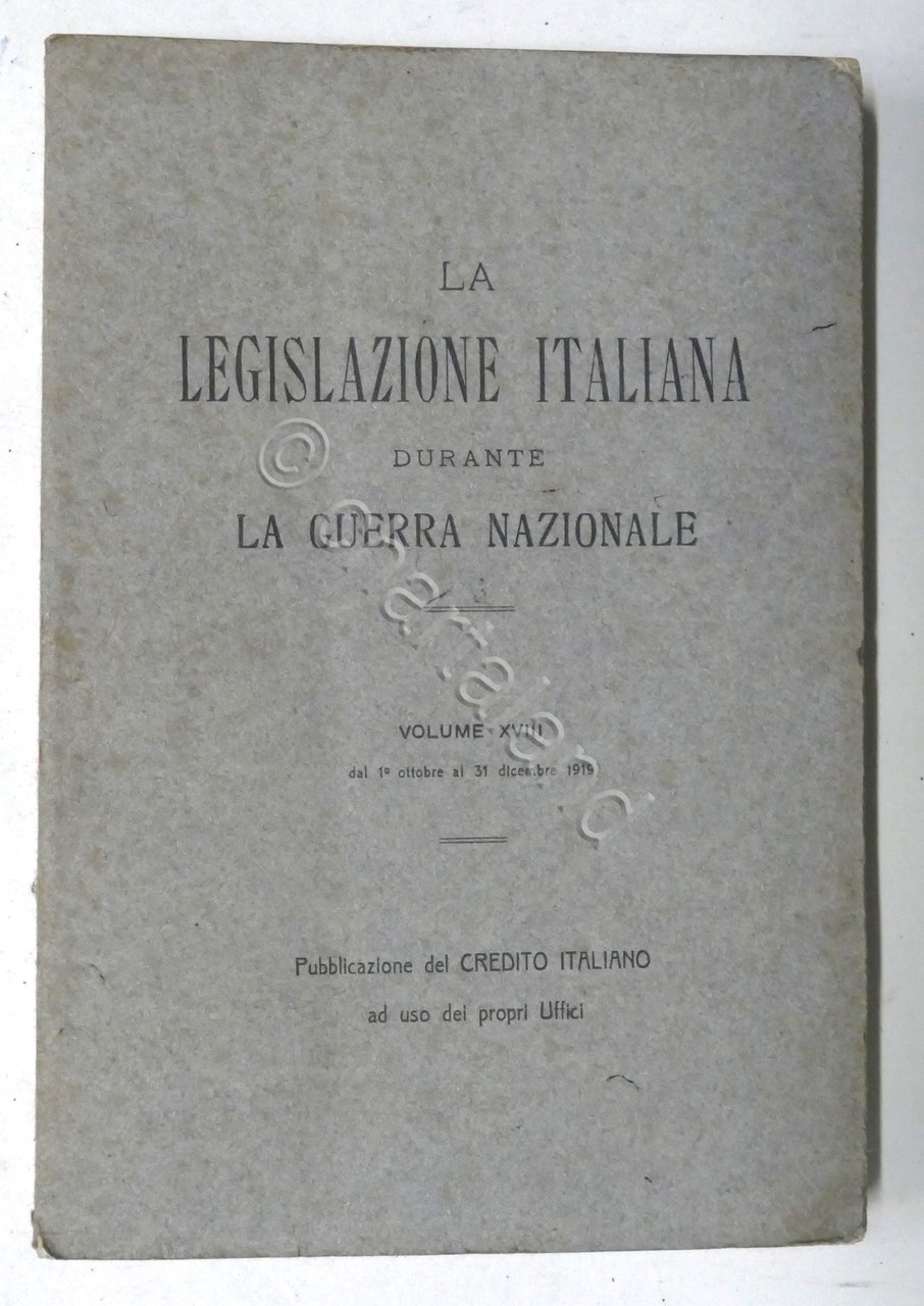 WWI - La Legislazione Italiana durante la Guerra Nazionale - …