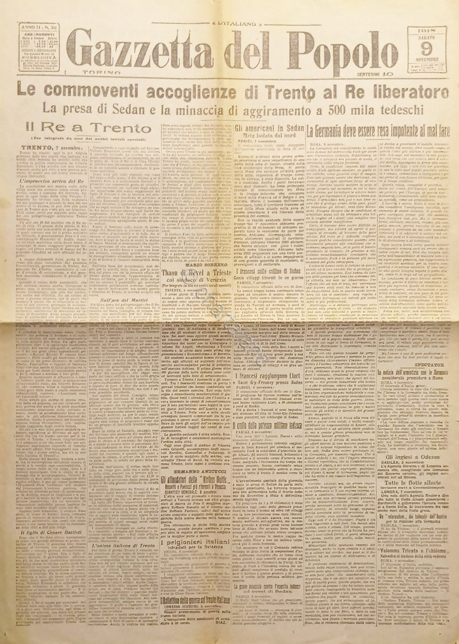 WWI - Quotidiano - Gazzetta del Popolo N. 311 - …