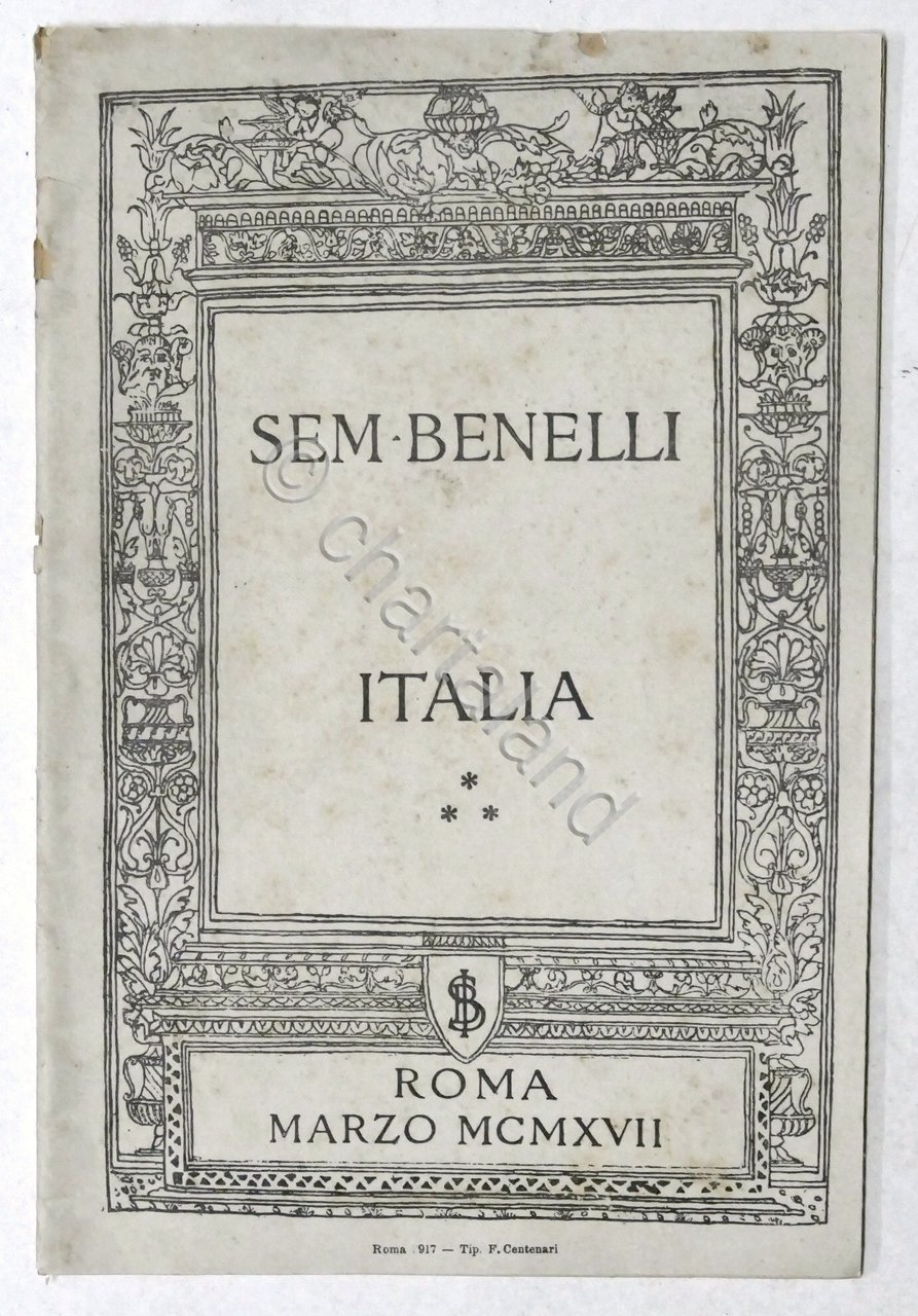 WWI - Sem Benelli - Italia - Orazione detta il …