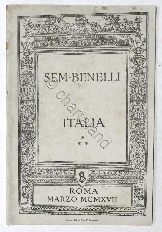 WWI - Sem Benelli - Italia - Orazione detta il …