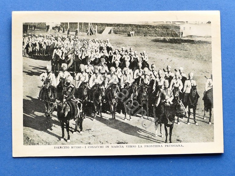 WWI - Stampa fotografia d'epoca - Esercito Russo - I cosacchi in marcia