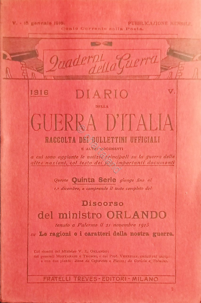 WWI Diario Guerra d'Italia - Raccolta dei Bollettini Ufficiali N. …