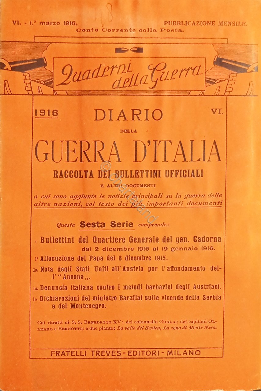 WWI Diario Guerra d'Italia - Raccolta dei Bollettini Ufficiali N. …