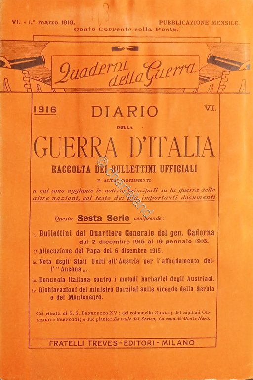 WWI Diario Guerra d'Italia - Raccolta dei Bollettini Ufficiali N. …