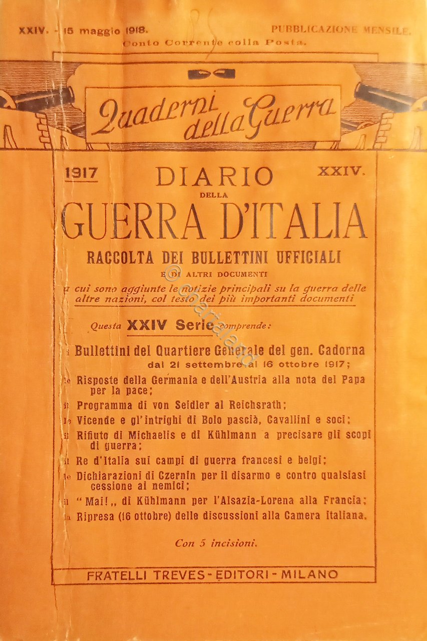 WWI Diario Guerra d'Italia - Raccolta dei Bollettini Ufficiali N. …