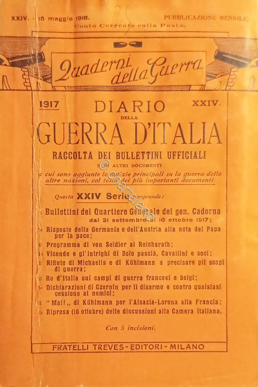 WWI Diario Guerra d'Italia - Raccolta dei Bollettini Ufficiali N. …