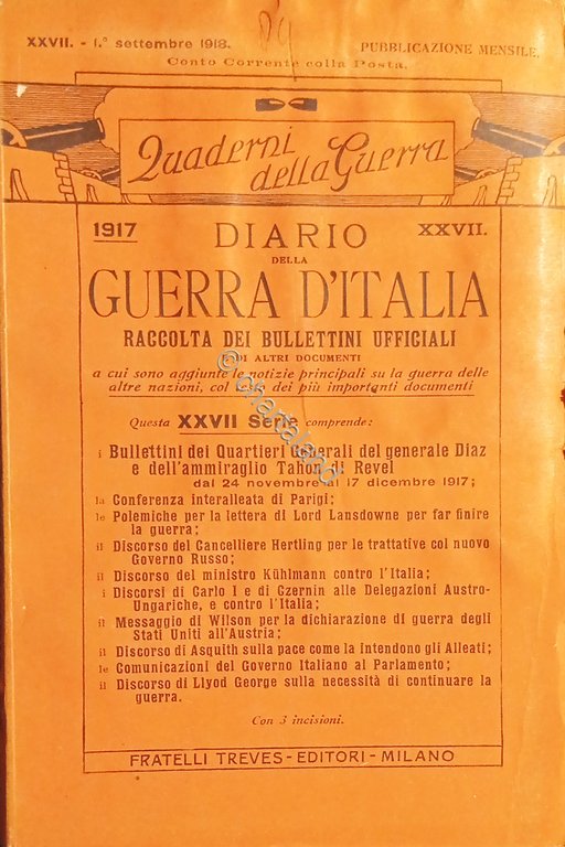 WWI Diario Guerra d'Italia - Raccolta dei Bollettini Ufficiali N. …