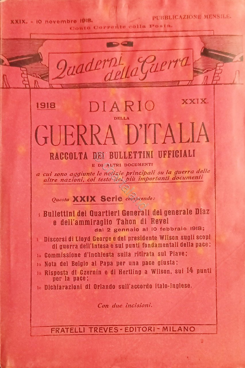 WWI Diario Guerra d'Italia - Raccolta dei Bollettini Ufficiali N. …