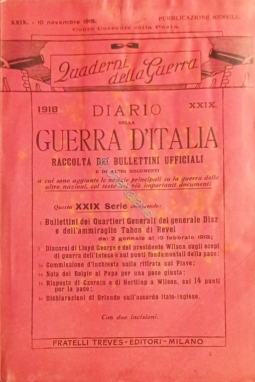 WWI Diario Guerra d'Italia - Raccolta dei Bollettini Ufficiali N. …
