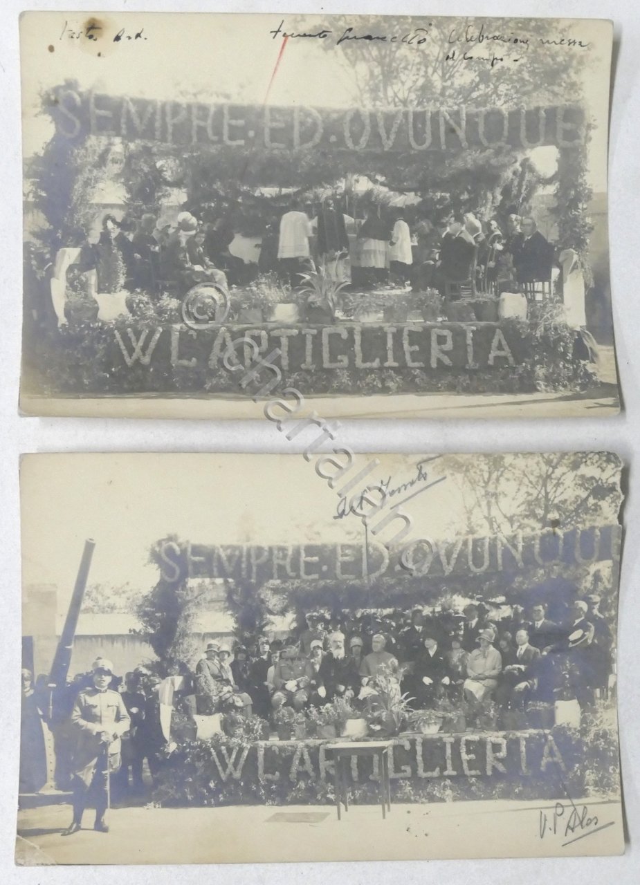 WWI Lotto 2 fotografie Reparto Artiglieria Celebrazione messa al campo … | Immagine principale