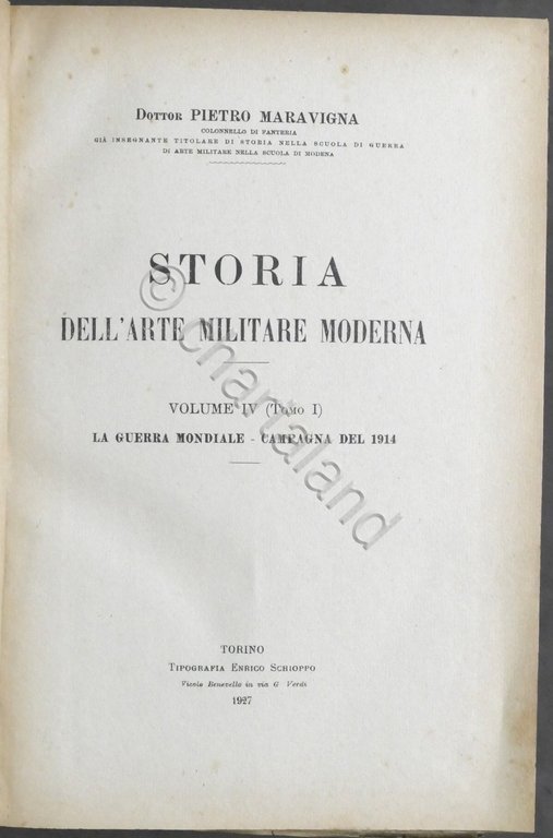 WWI Maravigna - Storia arte militare moderna Tomo I e …