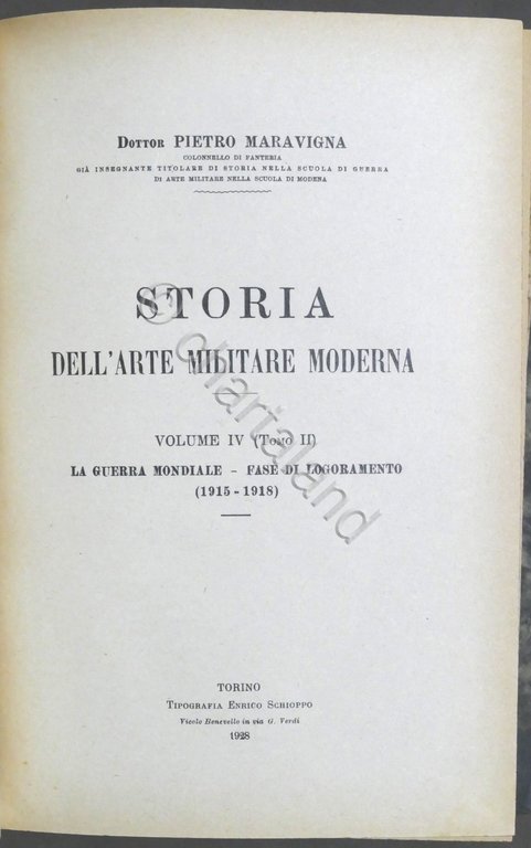 WWI Maravigna - Storia arte militare moderna Tomo I e …