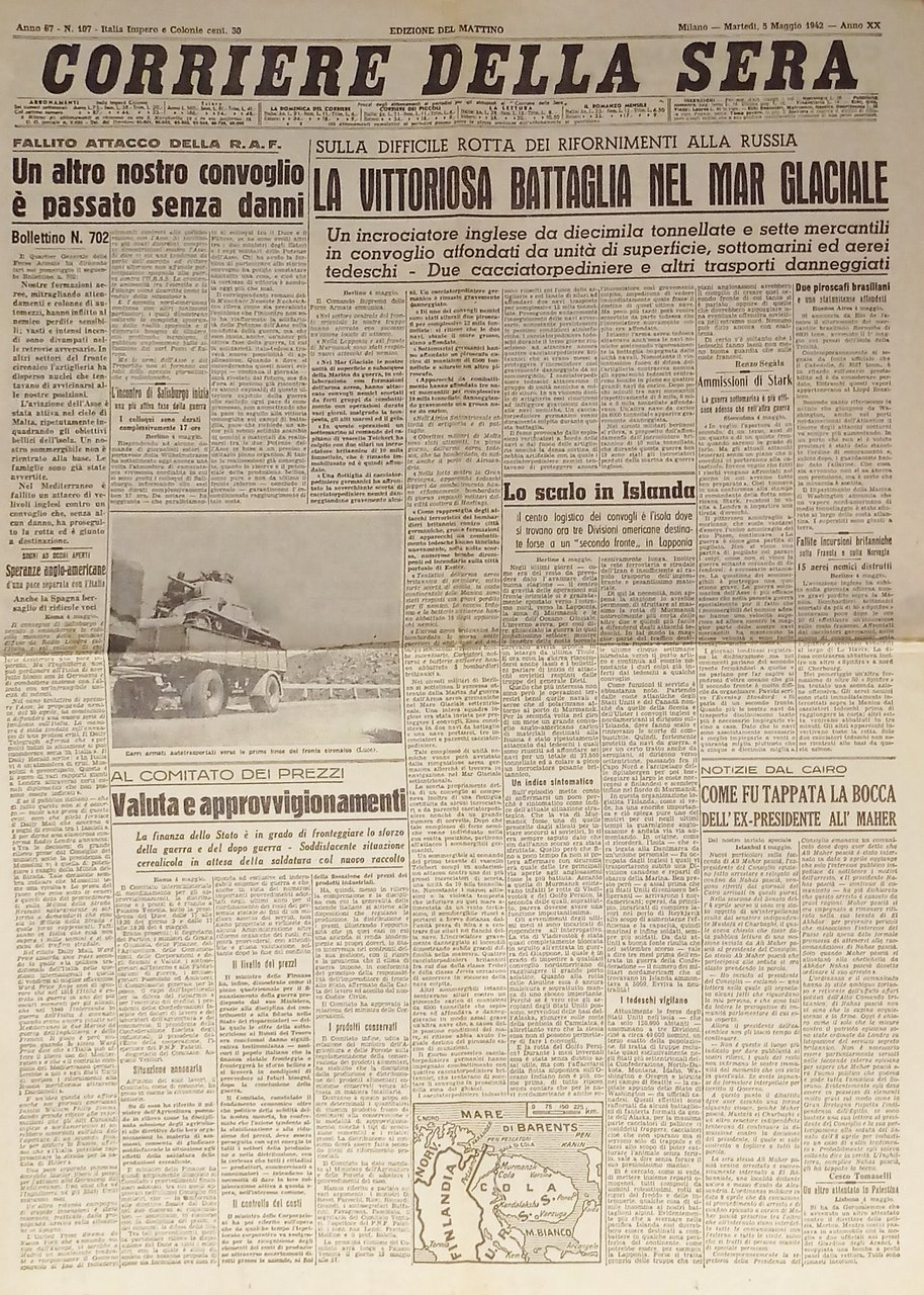 WWII - Corriere della Sera N. 107 - 1942 Battaglia …