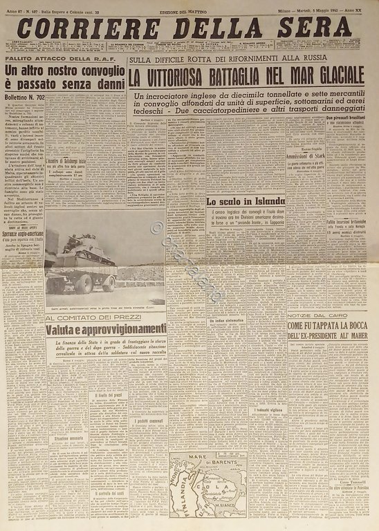WWII - Corriere della Sera N. 107 - 1942 Battaglia …