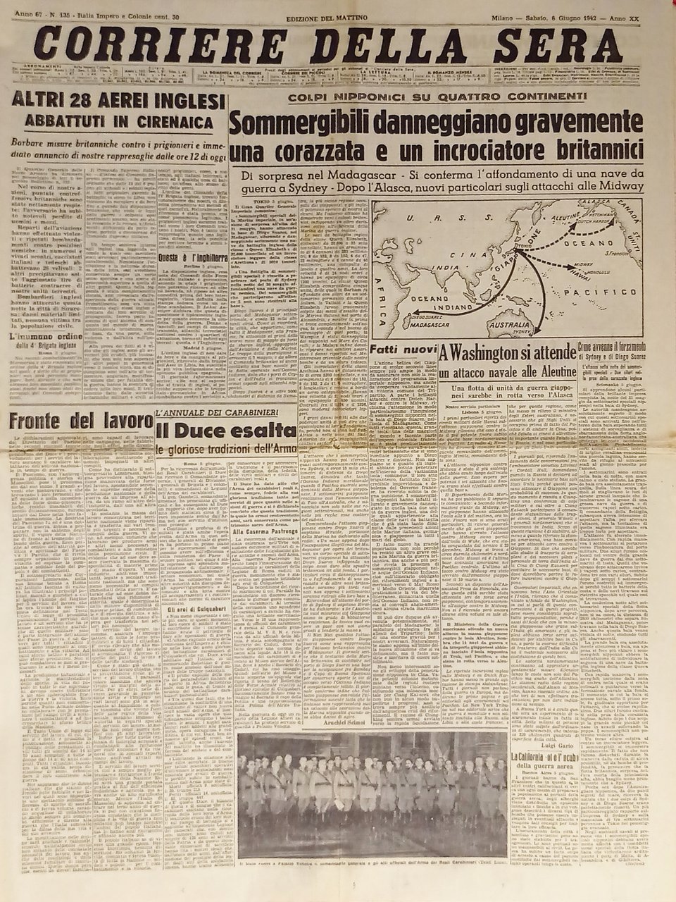 WWII - Corriere della Sera N. 135 - 1942 Aerei …