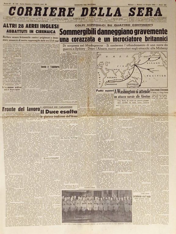 WWII - Corriere della Sera N. 135 - 1942 Aerei inglesi in Cirenaica