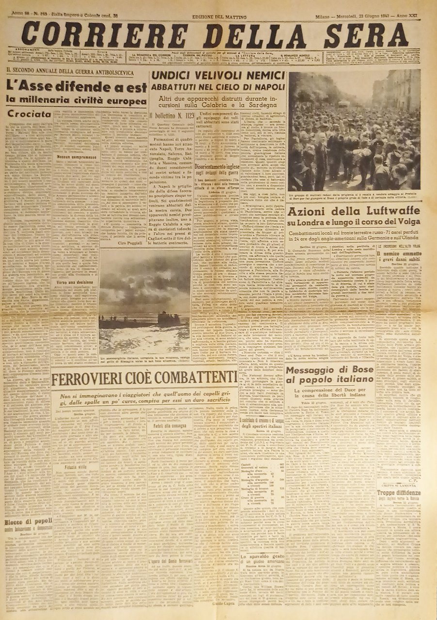 WWII - Corriere della Sera N. 149 - 1943 L'Asse … | Immagine principale
