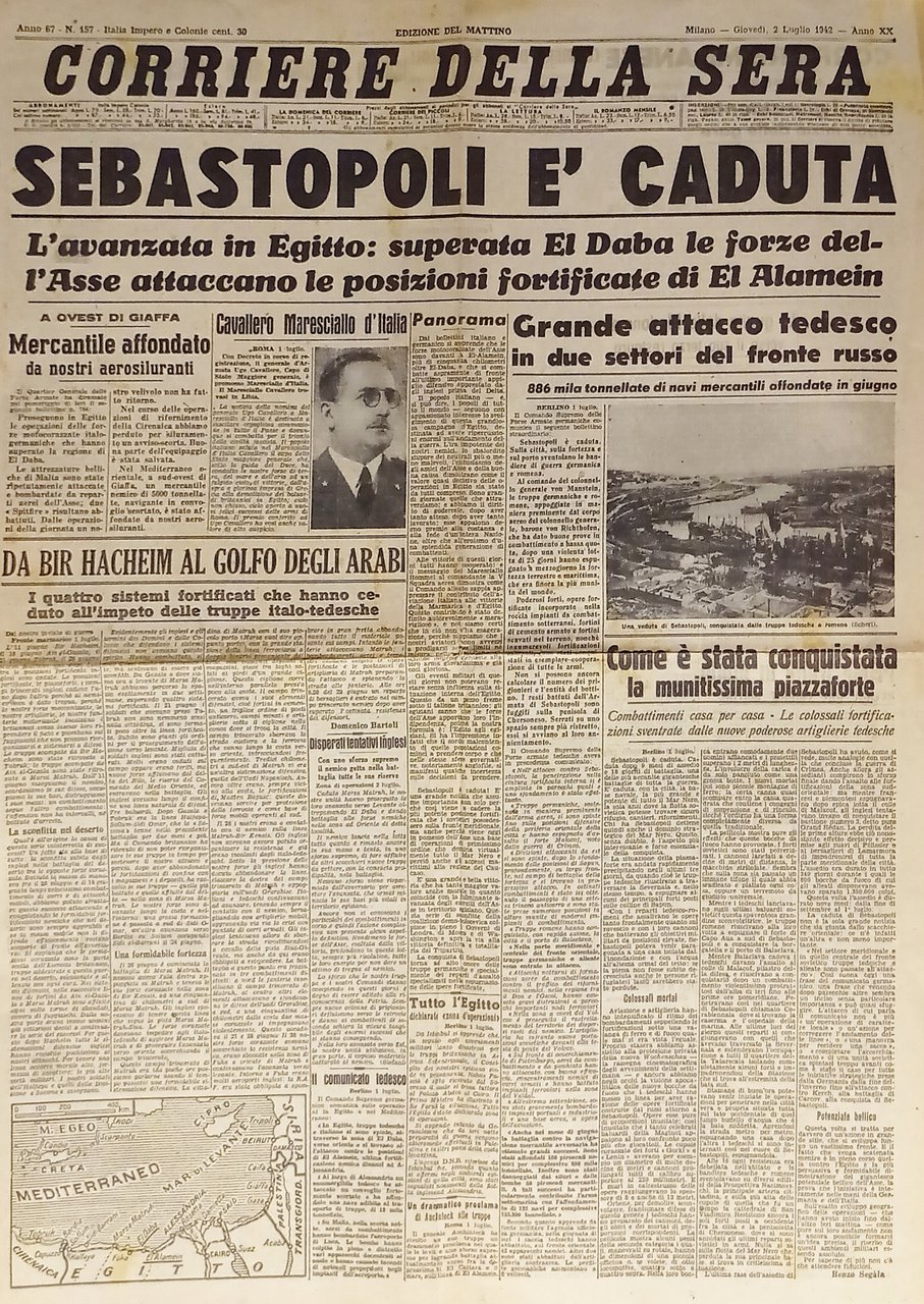 WWII - Corriere della Sera N. 157 - 1942 Sebastopoli …