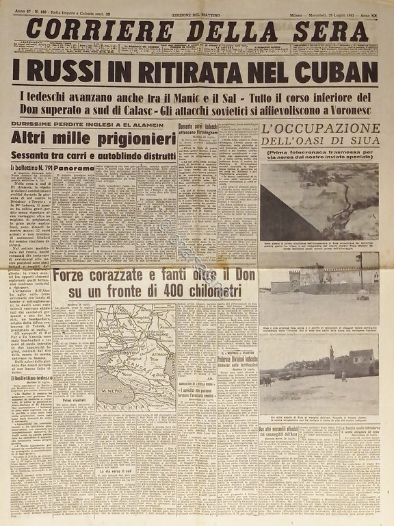 WWII - Corriere della Sera N. 180 - 1942 Russi …