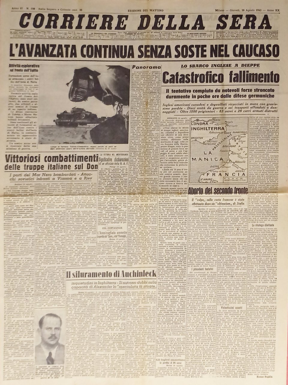 WWII - Corriere della Sera N. 198 - 1942 L'avanzata …