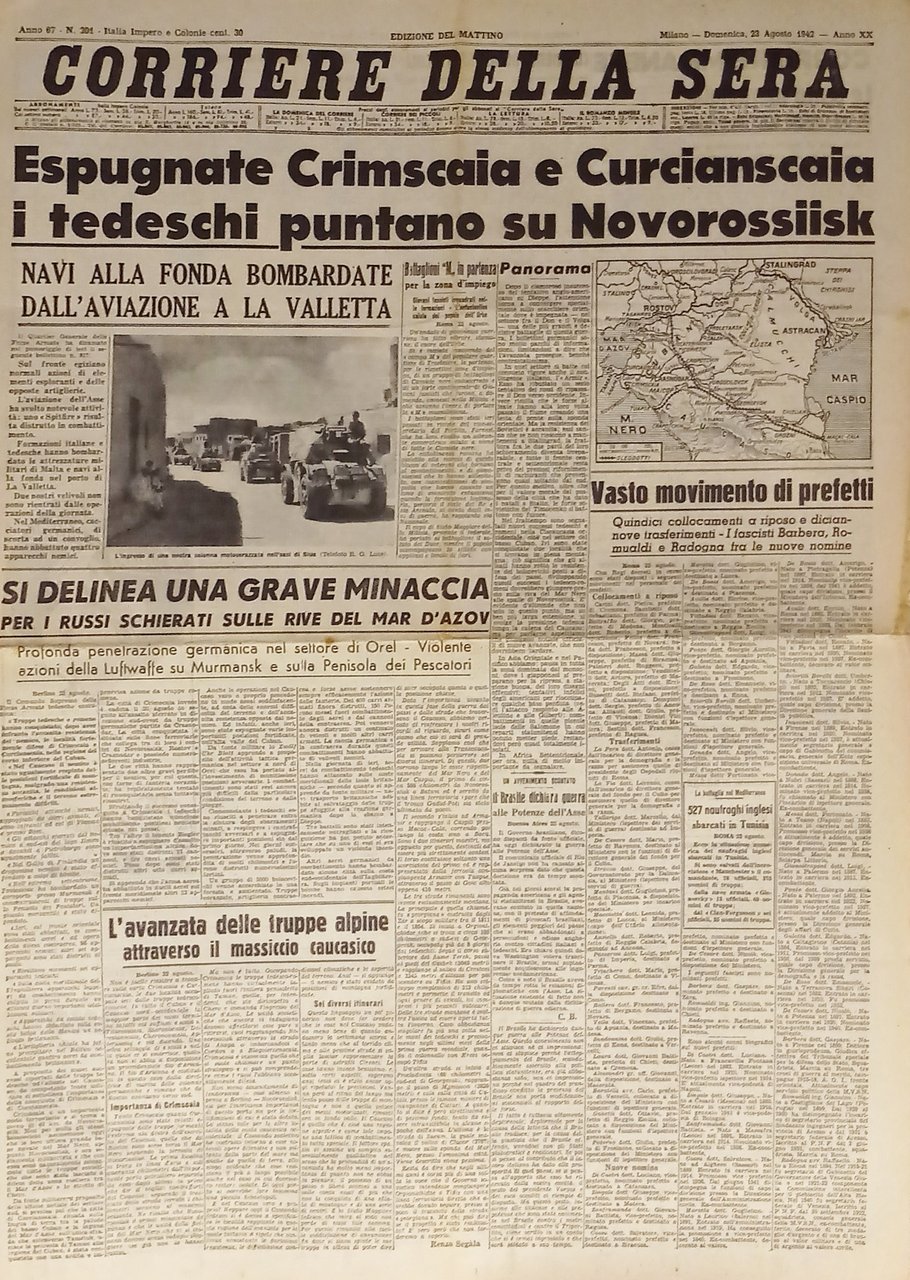 WWII - Corriere della Sera N. 201 - 1942 Espugnate …